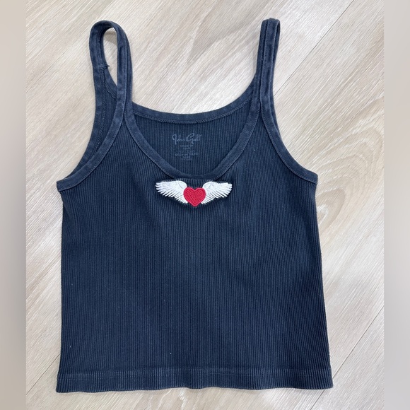 Brandy Melville Tops - Brandy Melville/ John Galt flying heart tank, black, one size